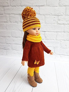 Теплая одежда для куклы Paola Reina с желтой шапкой в полоску Paola Reina HM-EK-63 #Tiptovara#